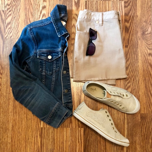 TORY BURCH Khaki Denim Mini Skirt, Size 27 - Picture 4 of 6